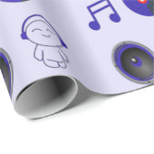 青い音楽の装飾模様 ラッピングペーパー (ロールコーナー)