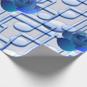 青い音楽は青のバラの包装紙に注意します ラッピングペーパー (角)