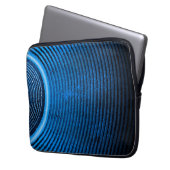 青い音楽スピーカーと音波 ラップトップスリーブ (正面左)