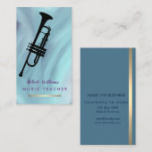 青い音楽トランペットの楽器の楽団の楽士 名刺 (正面/裏面)