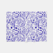 青い音楽ノート フリースブランケット (正面(横))