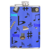 青い音符と楽器 フラスク (正面)