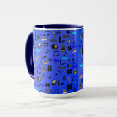 青い音符と楽器 マグカップ (正面左)