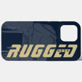 青い頑丈なギークマンホールディングヘッド |考えの男 Case-Mate iPhoneケース (裏面 (横))