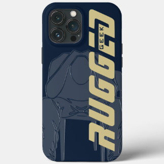 青い頑丈なギークマンホールディングヘッド |考えの男 iPhone 13 PRO MAXケース