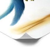 青い頭のオウムの3D水彩画像 ポスター (角)