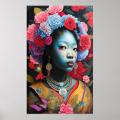 青い顔の王女で、髪に花を付ける ポスター (正面)