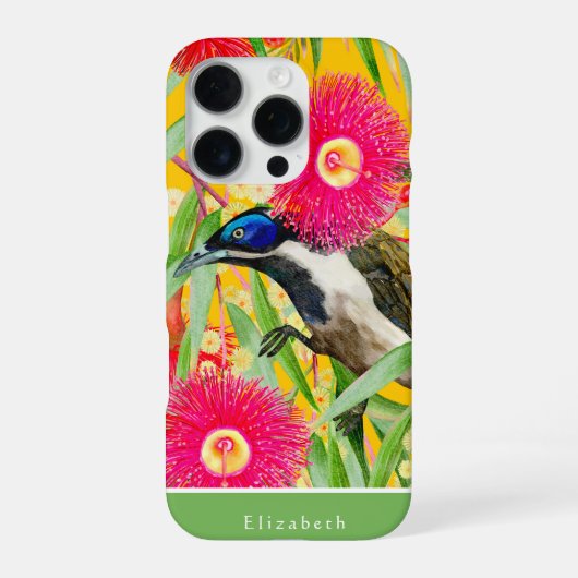 青い顔の虹色パターン iPhoneケース (裏面)