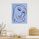 青い顔抽象芸術 ポスター (キッチン)