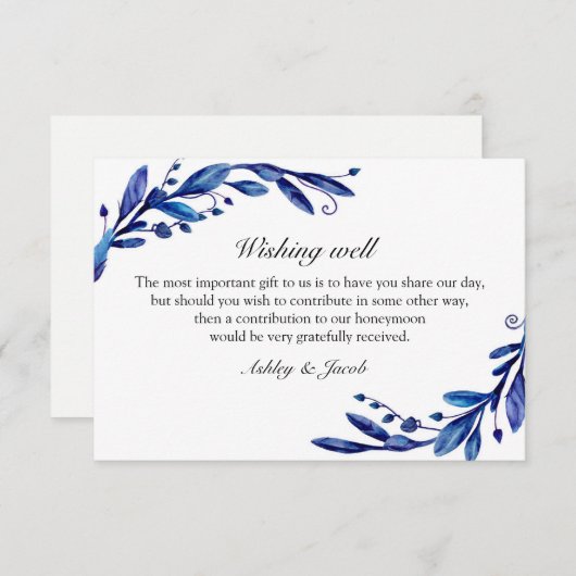 青い願いが上手く行く。冬の結婚式。カードの挿入 エンクロージャーカード (正面/裏面)