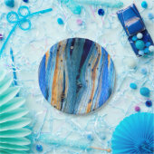 青い風化した納屋の板 ペーパープレート (パーティー)