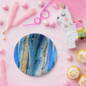 青い風化した納屋の板 ペーパープレート (パーティー)