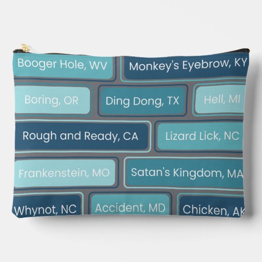 青い風変わり幾何学的パターンを配置 アクセサリーポーチ (正面)