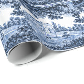 青い風景のビクトリア様式の家 ラッピングペーパー (ロールコーナー)