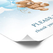 青い風船でベアーがサインを引き立てる フォトプリント (角)