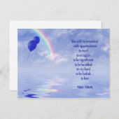 青い風船と虹のある引用文 シーズンポストカード (正面/裏面)