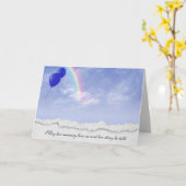 青い風船と虹悔やみや弔慰 カード (黄色い花)