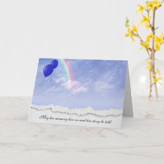 青い風船と虹悔やみや弔慰 カード (黄色い花)