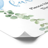 青い風船に緑の赤ちゃんシャワーを支持 ポスター (角)