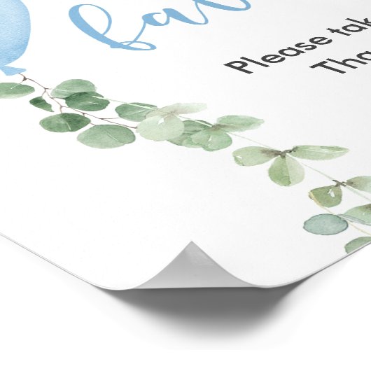 青い風船に緑の赤ちゃんシャワーを支持 ポスター (角)