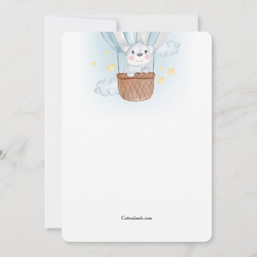 青い風船のクマの赤ちゃんの招待状 招待状 (裏面)