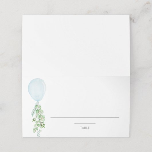 青い風船のベビーシャワー名札 プレイスカード (外部開封)