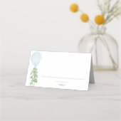 青い風船のベビーシャワー名札 プレイスカード (正面)