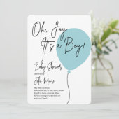 青い風船のベビーシャワー 招待状 (スタンド正面)