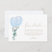 青い風船のベビーシャワー 詳細カード 招待状 (正面/裏面)