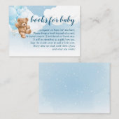 青い風船の本を持つテディベアベビー エンクロージャーカード (正面/裏面)