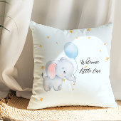 青い風船の楽しい象のベビーシャワー クッション