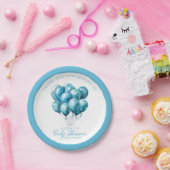 青い風船の水彩画 男の子 ベビーシャワー ペーパープレート (パーティー)