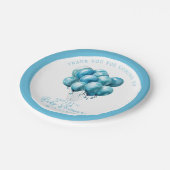 青い風船の水彩画 男の子 ベビーシャワー ペーパープレート (アングル)