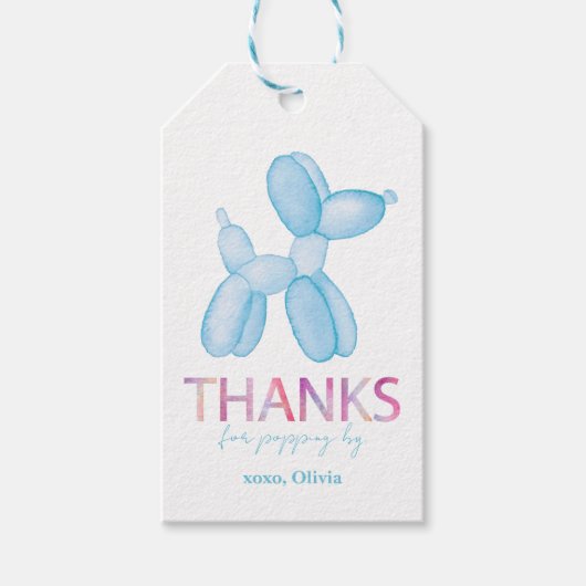 青い風船の犬の好意タグ ギフトタグ (正面)