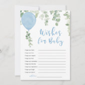 青い風船の男の赤ちゃんを希望 招待状 (正面)