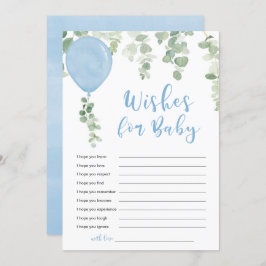 青い風船の男の赤ちゃんを希望 招待状