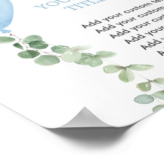 青い風船の緑のカスタムの看板は自分のものになる ポスター (角)