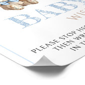 青い風船の赤ちゃんシャワーのサインを保持したテディベア ポスター (角)