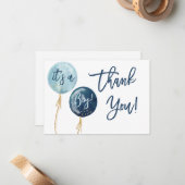 青い風船の赤ちゃん感謝していシャワーあなた ノートカード (正面/裏面インサイチュ)