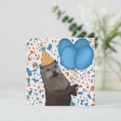 青い風船を使ったかわいい誕生日おめでとう (スタンド正面)