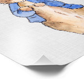 青い風船を持ったグレーの麻織物に描かれたピーター・ザ・ラビット フォトプリント            (角)