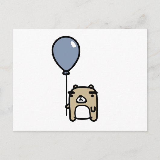 青い風船を持つクマ ポストカード (正面)