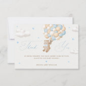 青い風船を持つテディベア カード (正面)