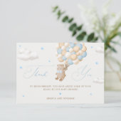 青い風船を持つテディベア カード (スタンド正面)