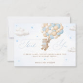 青い風船を持つテディベア カード (正面)