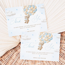 青い風船を持つテディベア カード