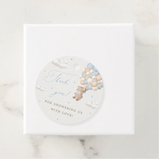 青い風船を持つテディベア フェイバータグ (インサイチュ)