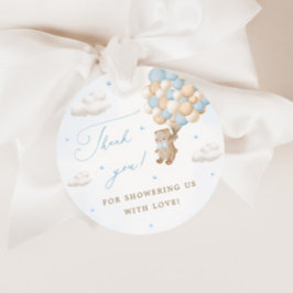 青い風船を持つテディベア フェイバータグ