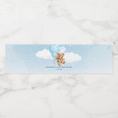 青い風船を持つテディベア ペットボトルラベル (シングルラベル)