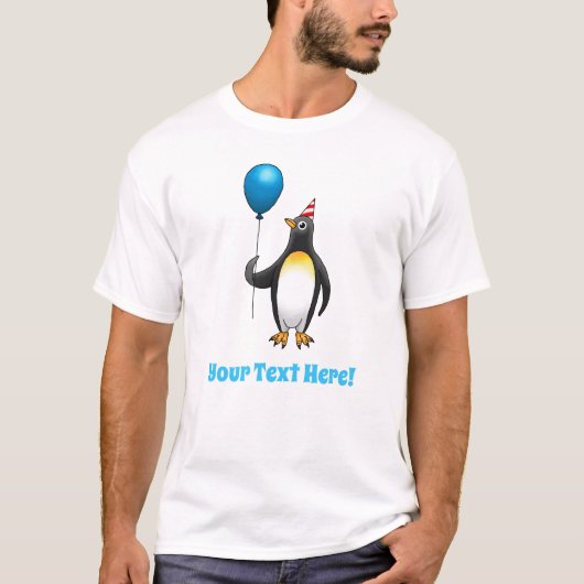 青い風船を持つペンギン Tシャツ (正面)